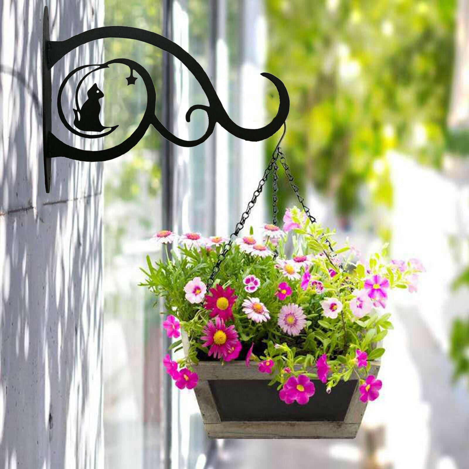 Lantern Hooks Wall Feeder Black Hanging Plant Hook Bracket Outdoor Pots Wind