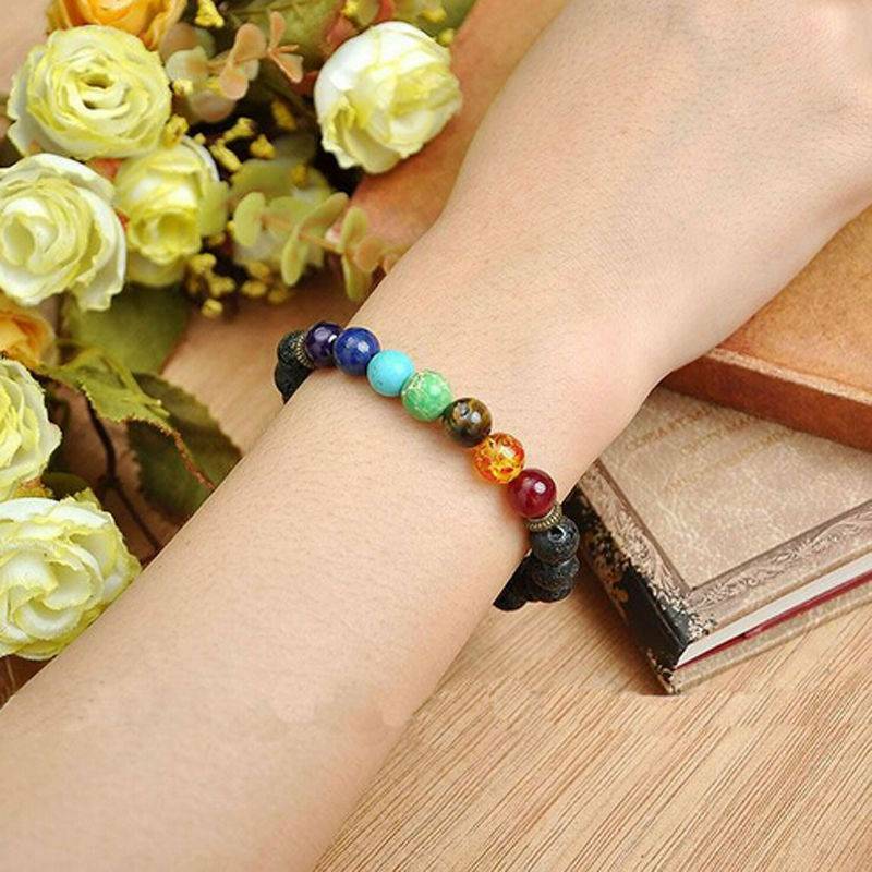 7 Chakra Crystal Stones Bracelet Healing Beads Womens & Mens Mala Reiki Anxiety