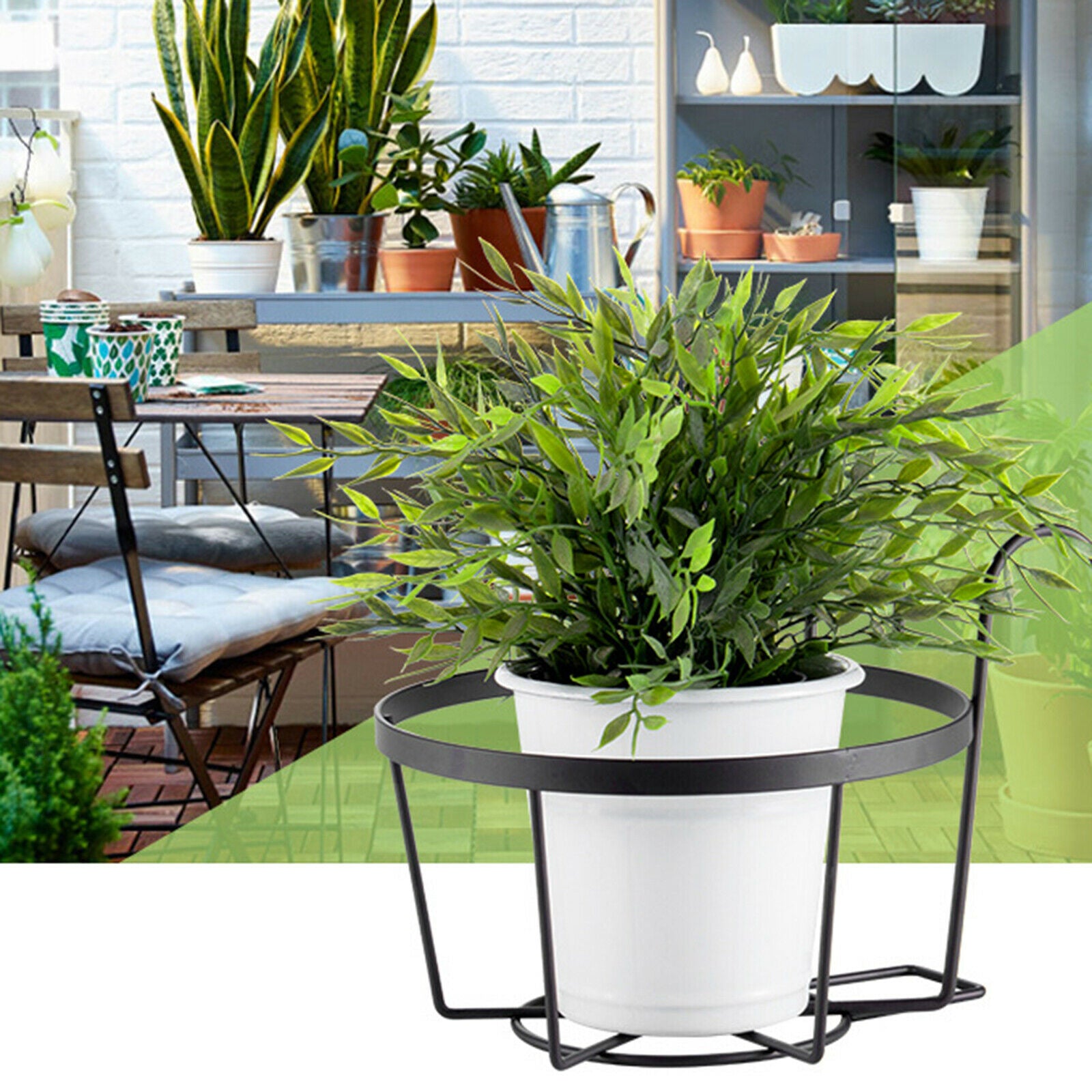 Iron Balcony Planters Railing Hanging Basket for Porch Indoor Outdoor Decor