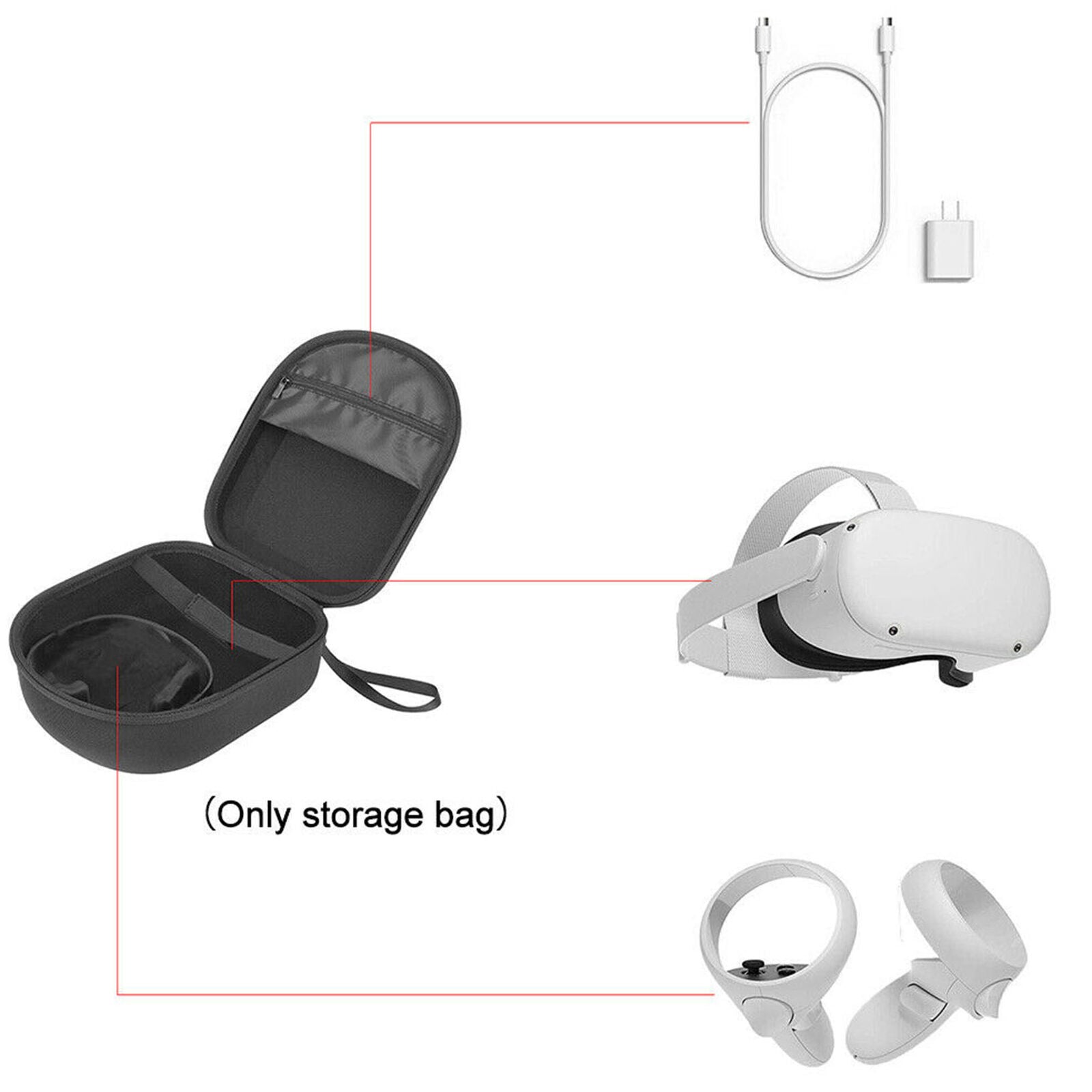 Practical Carrying Case Black Travel Waterproof Shockproof For Oculus Quest 2