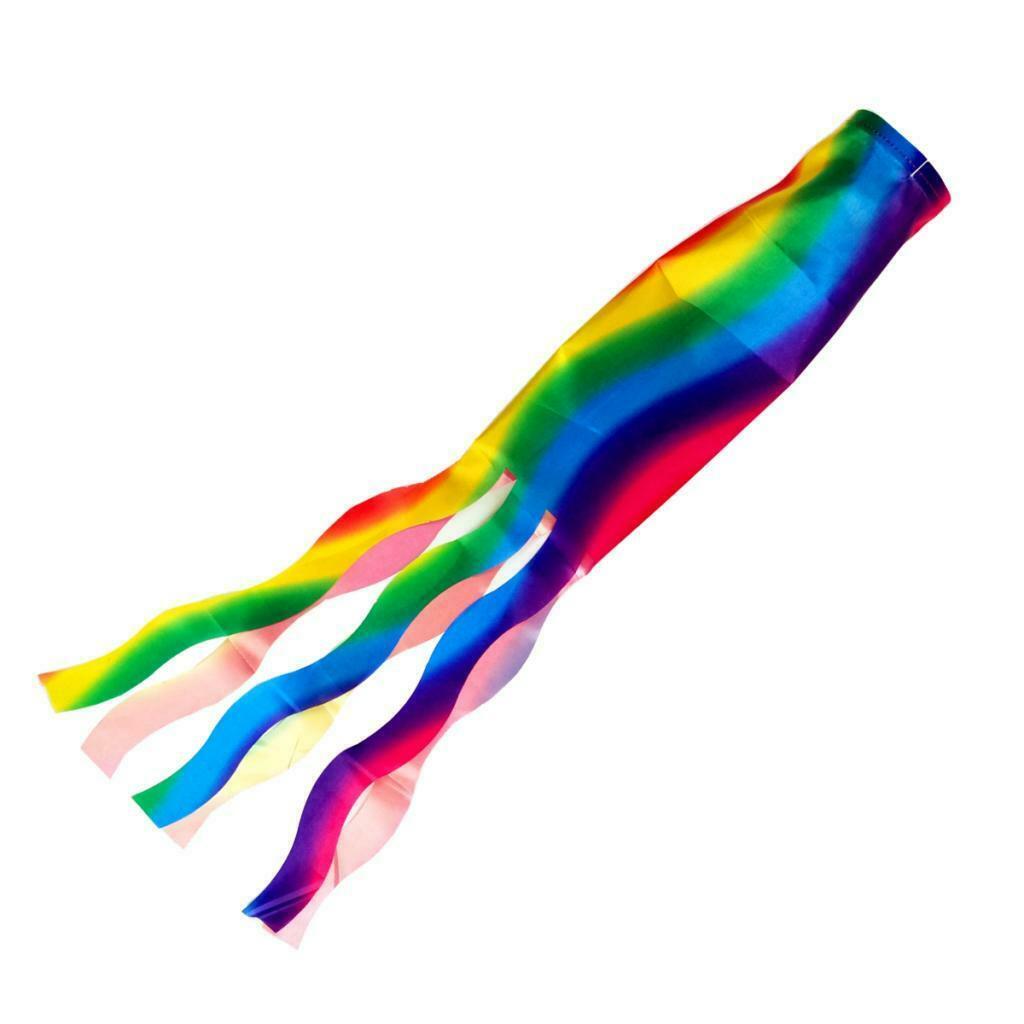 2pcs Rainbow Windsock Polyester Outdoor Garden Wind Sock Flag 27inch for Camping