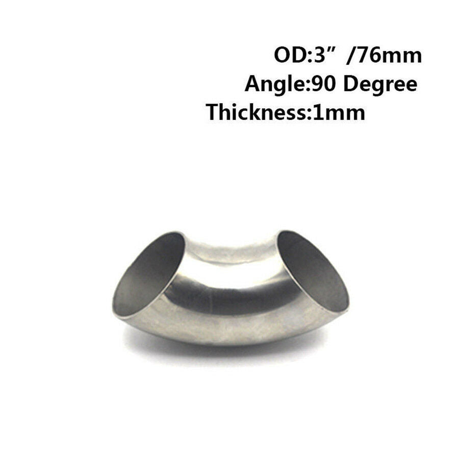 3"inch/76mm OD Stainless Steel Car Exhaust Weld 90Degree Bend Elbow Pipe Fitting
