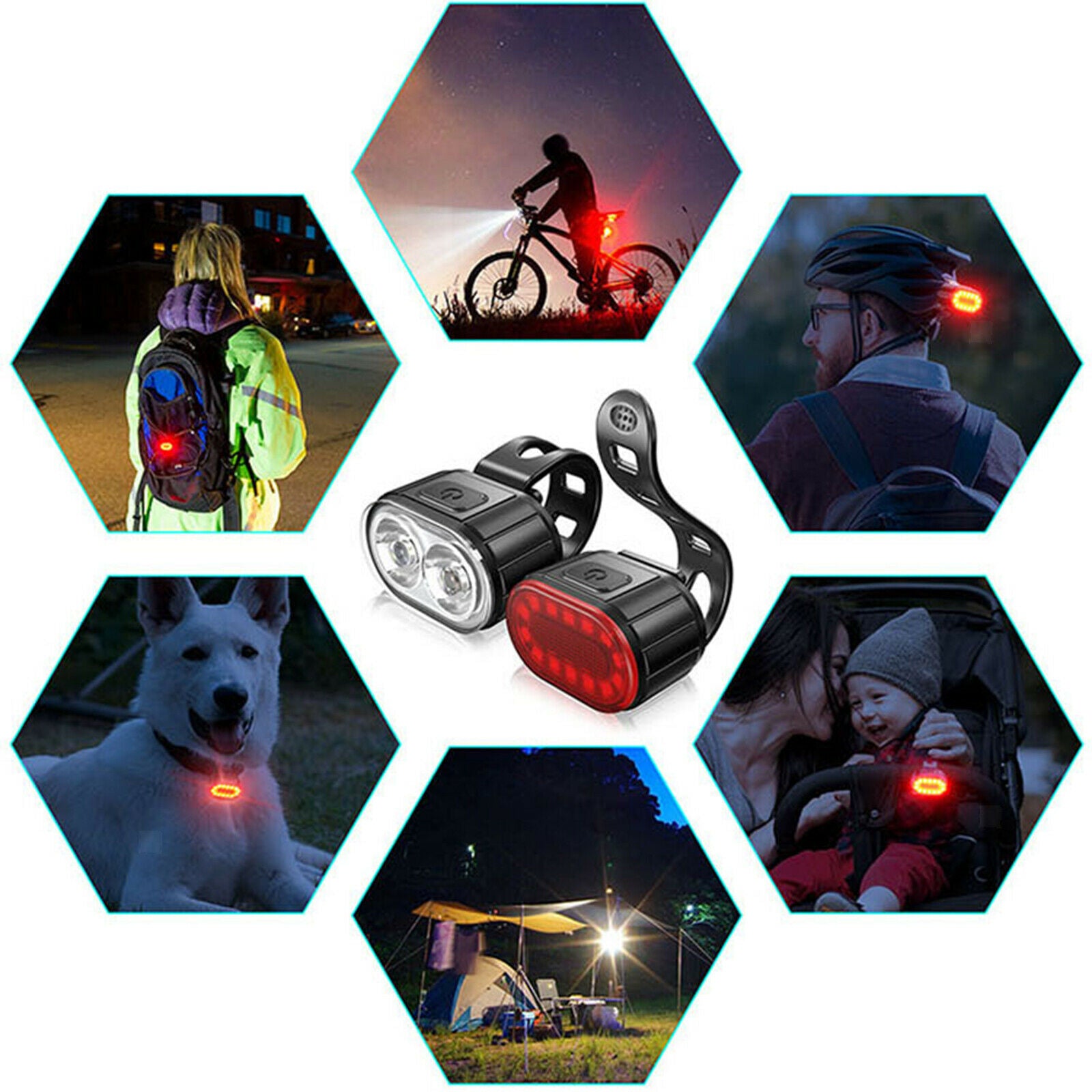 Bike Headlight and Taillight Set USB Rechargeable Bicycle Lights Taillight