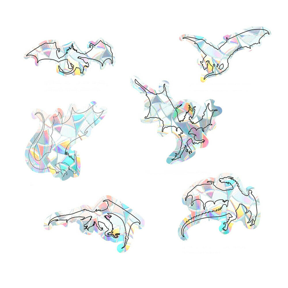 6pcs Cartoon Dinosaur Rainbow Window Wall Clings Home Decor Glass Stickers