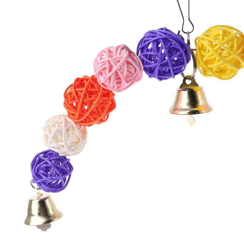 Bird Parrot Chew Toys Bite Rattan Teeth Grinding Ball Bell Attractive Parakeet