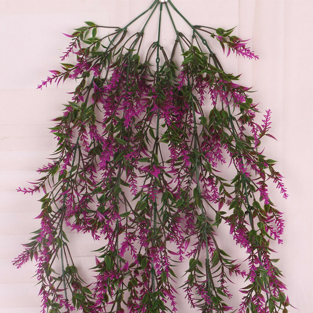 Plastic Artificial Weeping Grass Stem Vine Outdoor Garden Decor Purple