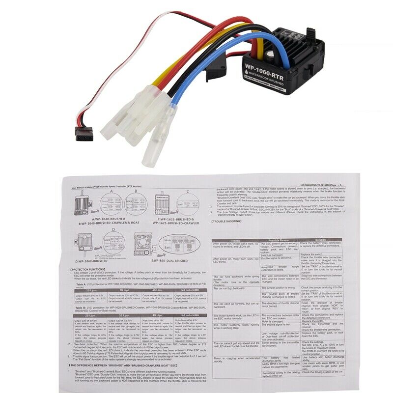 WP-1060-RTR Waterproof 2S-3S 60A Brushed ESC for 1/10 Tamiya Traxxas Redcat HPU4