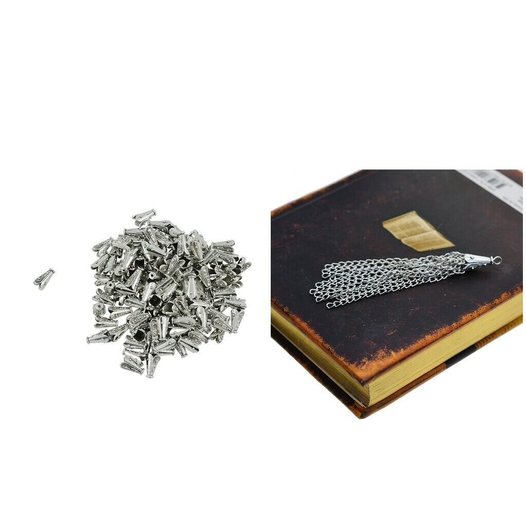 100pcs Lots Flower Beads   Pendant Chain Tassel Ends Caps Jewelry Finding