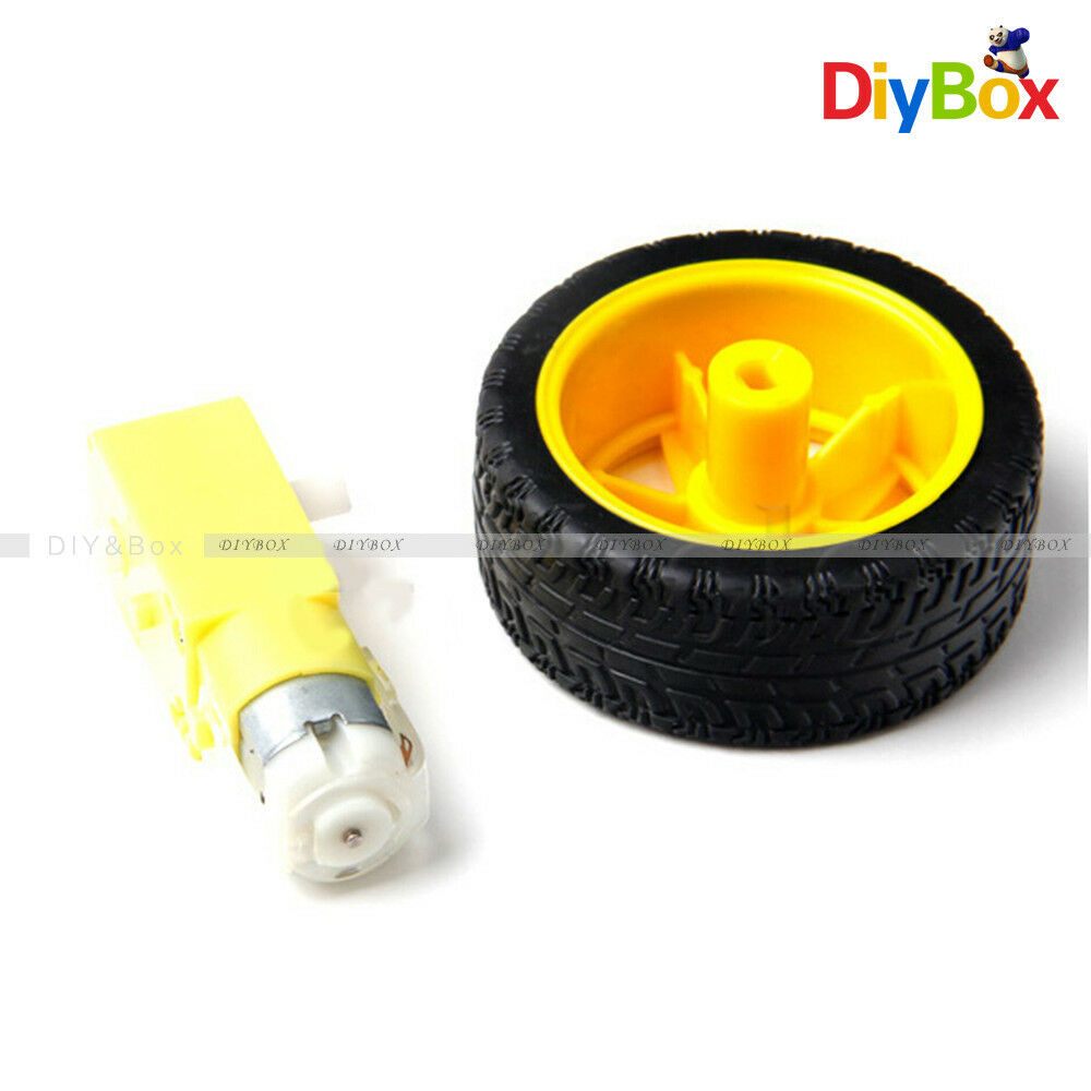 Smart Car Robot Plastic Tire Wheel with DC 3-6V Gear Motor for Arduino