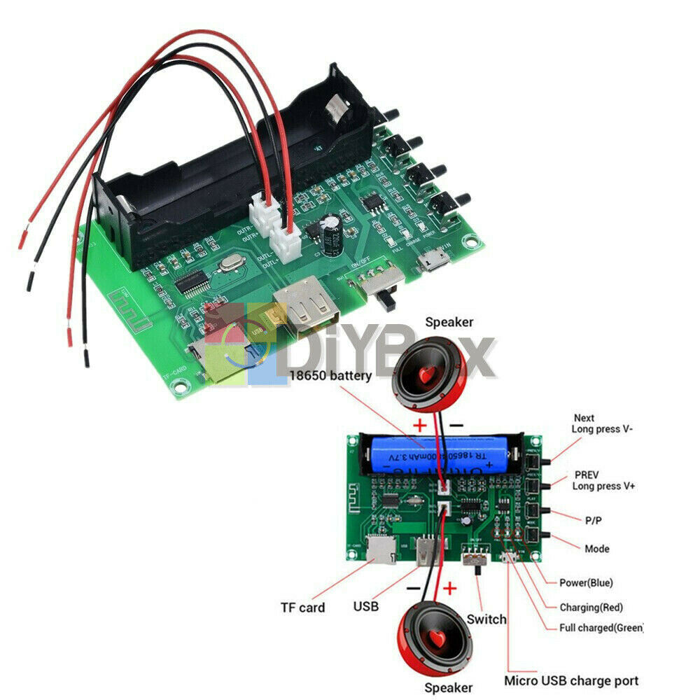 2-Channel PAM8403 Bluetooth Amplifier Board Stereo Moudle 10W for 18650 Battery