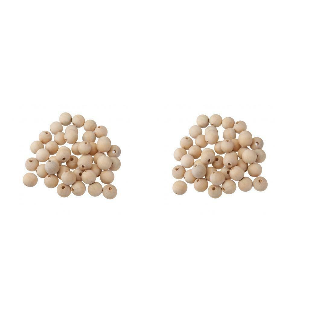 50 Pieces Wooden Craft Beads Round Ball Wood Beads Jewelry Making 1.0cm