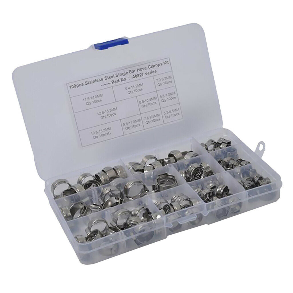 10 Kinds 5.3mm-14mm Stainless Steel Single Ear Hydraulic Fuel Hose Clamps