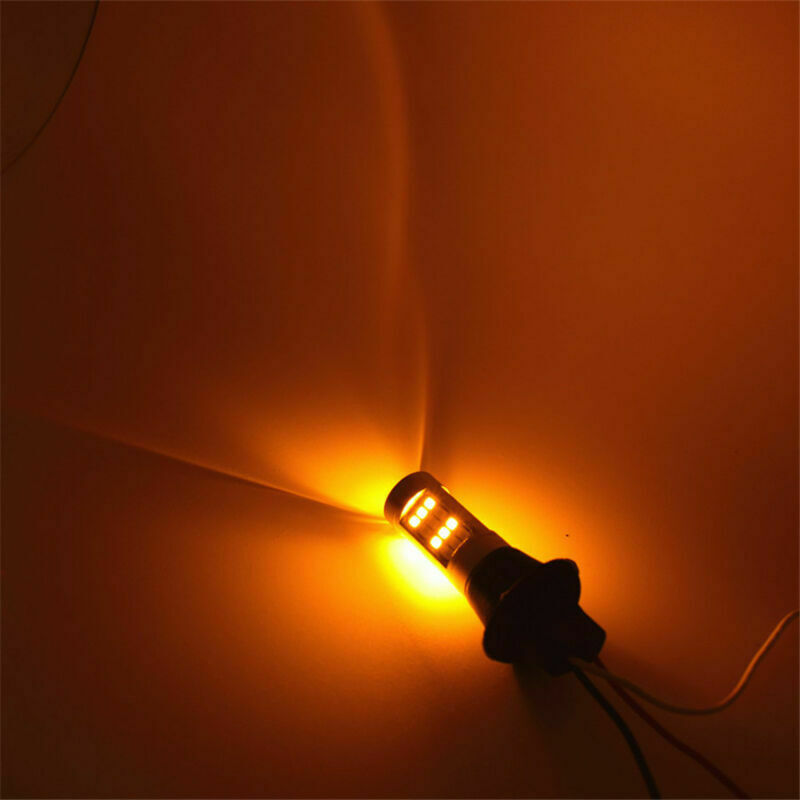 pair Dual-Color BAU15S 42-SMD 2835 White/Amber LED Turn Signal Light DRL 12V 50W