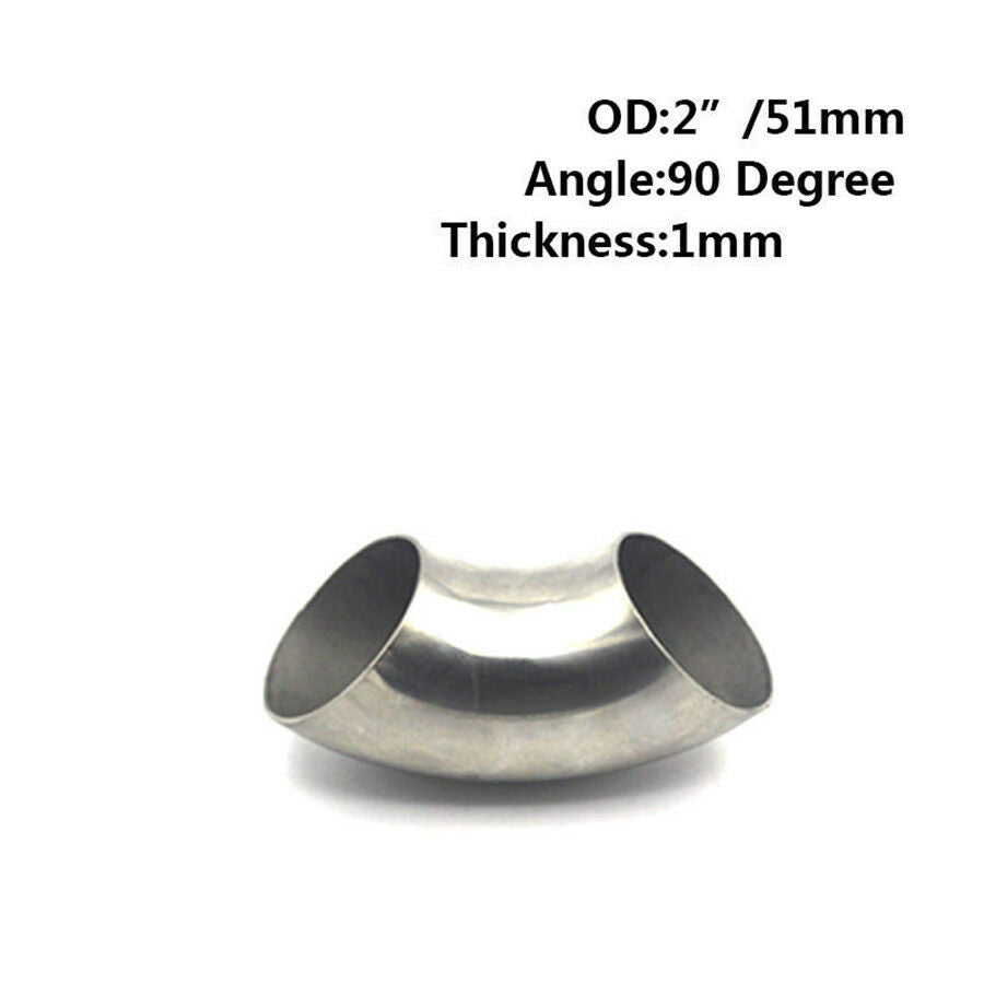 2" 51mm Stainless Steel Car Exhaust Weldable 90 Degree Bend Elbow Pipe Fitting