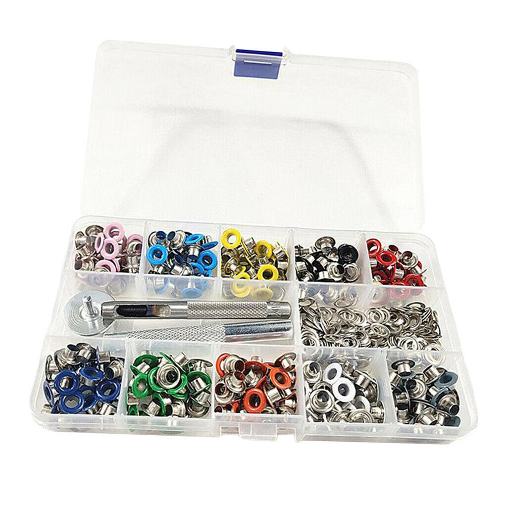 500 Sets 3/16 Inch Multi-Color Grommets Kit Metal Eyelets with Installation