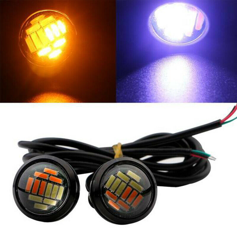 8 Pcs 12V 23Mm Dual Color Switchback 4014 Smd 12 Led Drl Eagle Eye Daytime LigX8