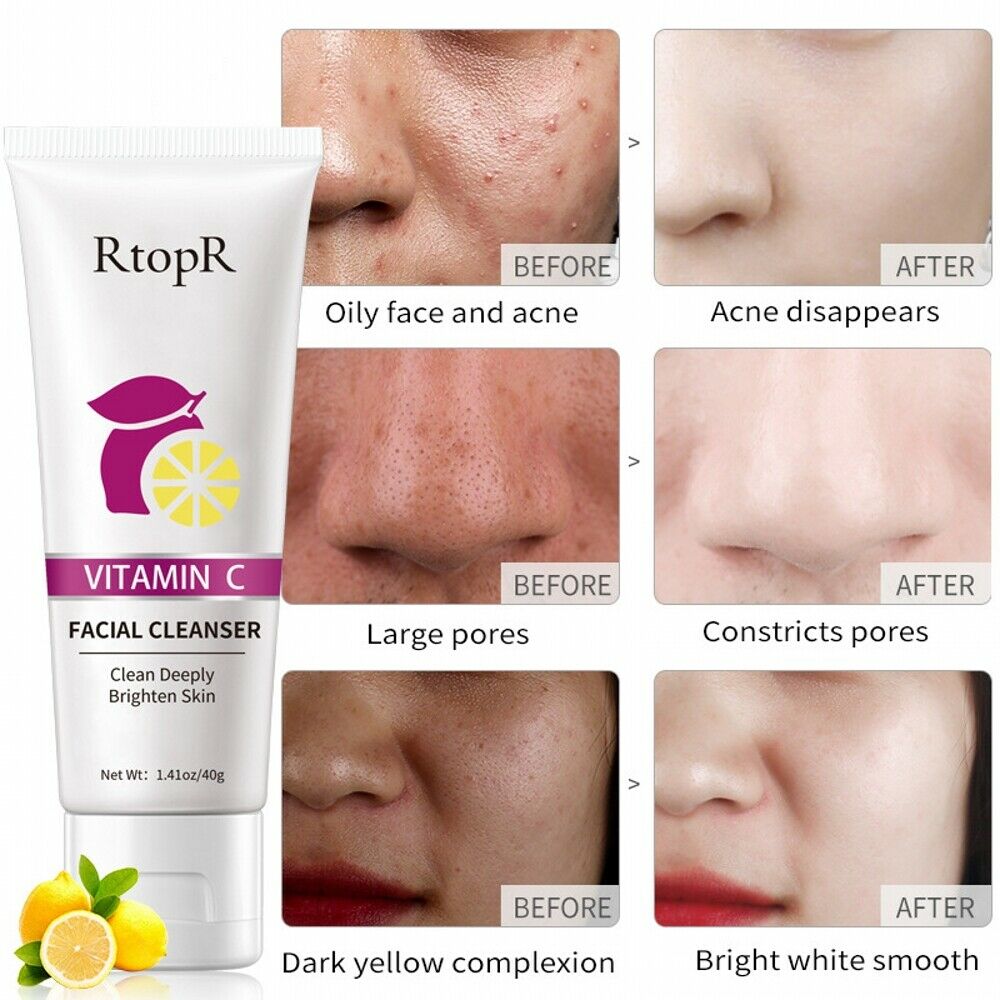 40g Vitamin C Facial Cleanser Acne Oil Control Firming Skin Care Deeply Clean