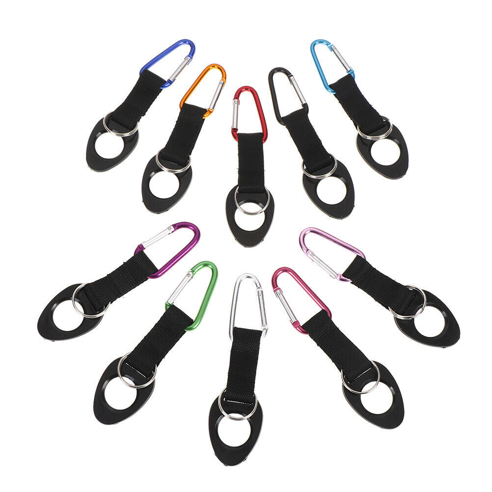 Hiking Water Bottle Holder Hook Belt Clip Aluminum Silicone Carabiner Key.l8