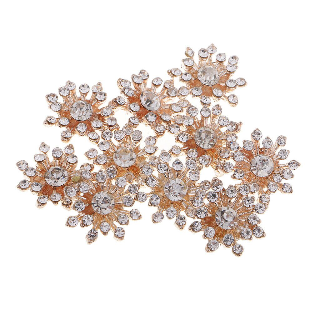 Prettyia 10pcs Crystal Rhinestone Flatback Buttons Embellishment Sewing Crafts