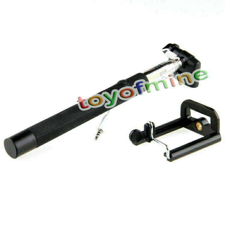 Camera Phone Extendable Handheld Self-Timer Monopod Self Protrait Holder Black