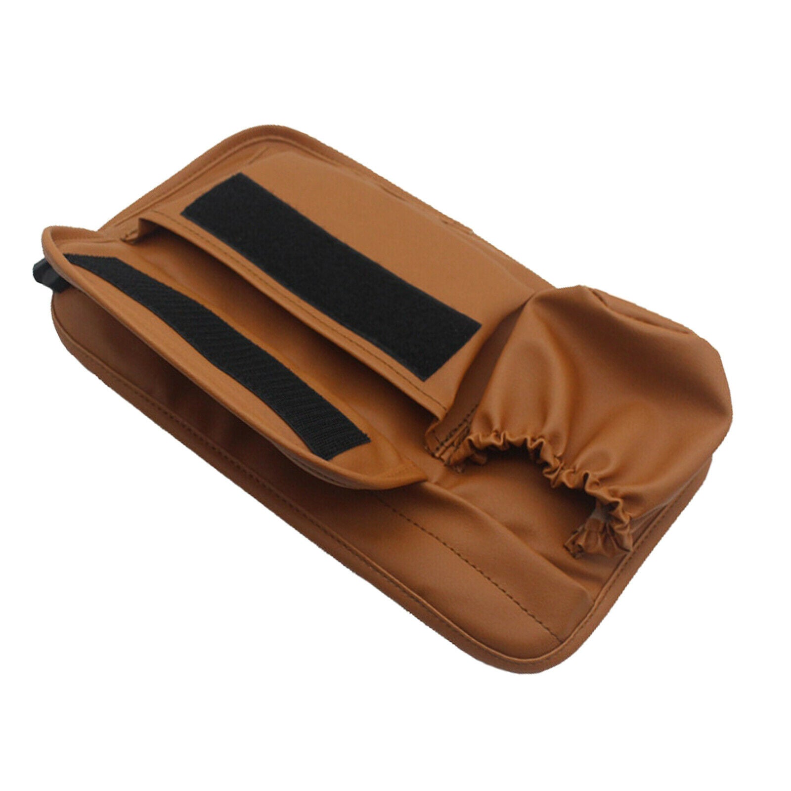 Brown Motorcycle PU Leather Saddle Bag Tool Bags Organizer Easy Install