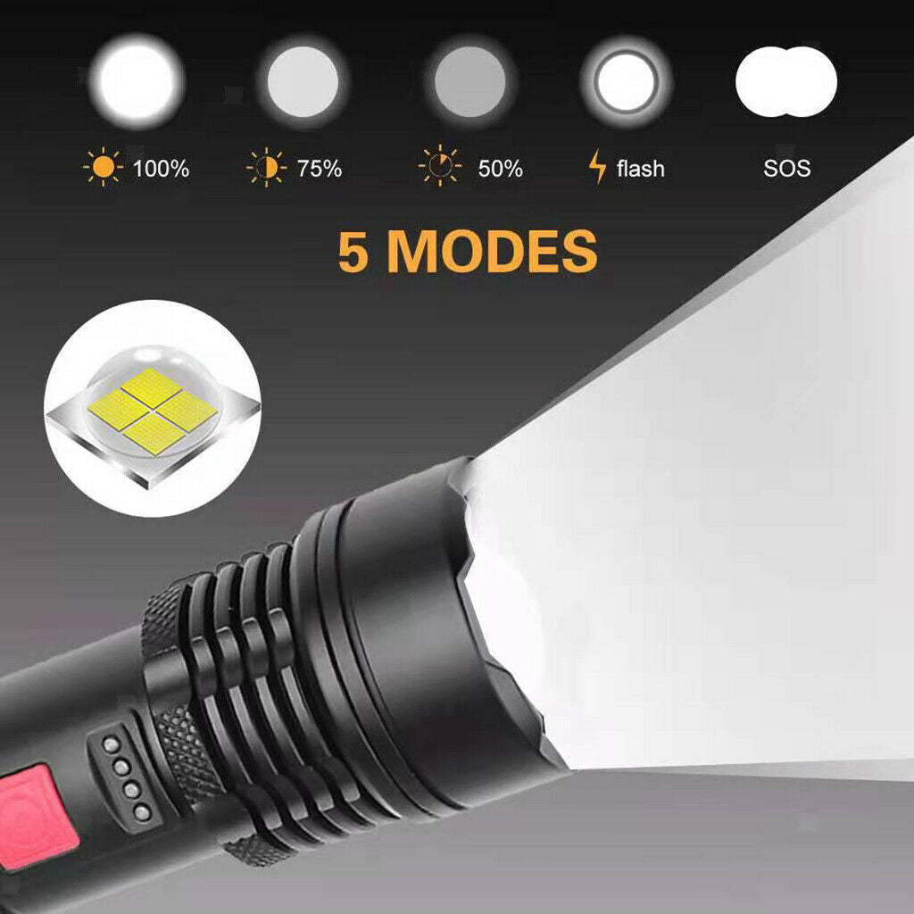 Rechargeable Handheld Battery Display Flashlights LED Zoom for Camping Lamp
