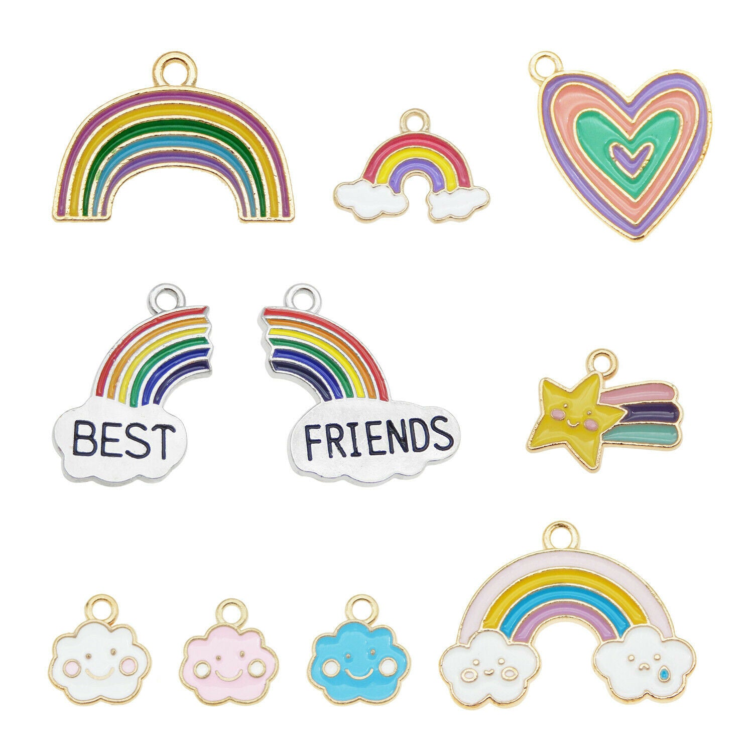 20pcs Colorful Enamel Plated Meteor Rainbow Cloud Pendant Charms DIY Findings