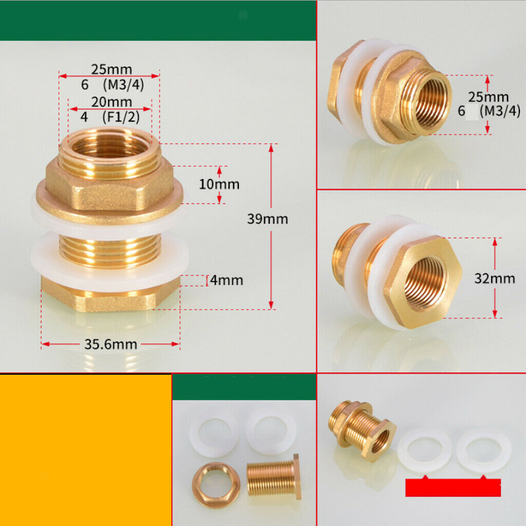 Pack of 2 Water Tank Connector Garden Hose Fittings Leak-proof DN15 DN20