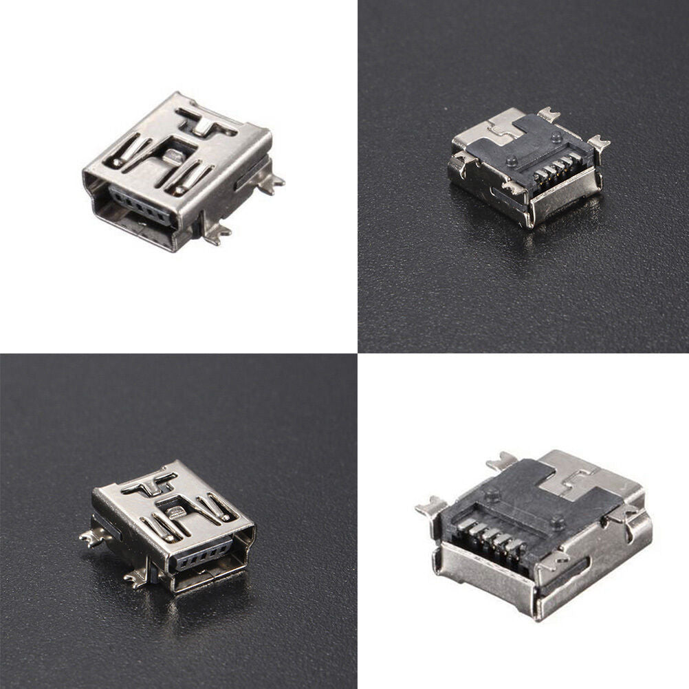 10Pcs Mini USB Female 5Pin B Socket 4 Legs SMT SMD Soldering Connector Port  Tt