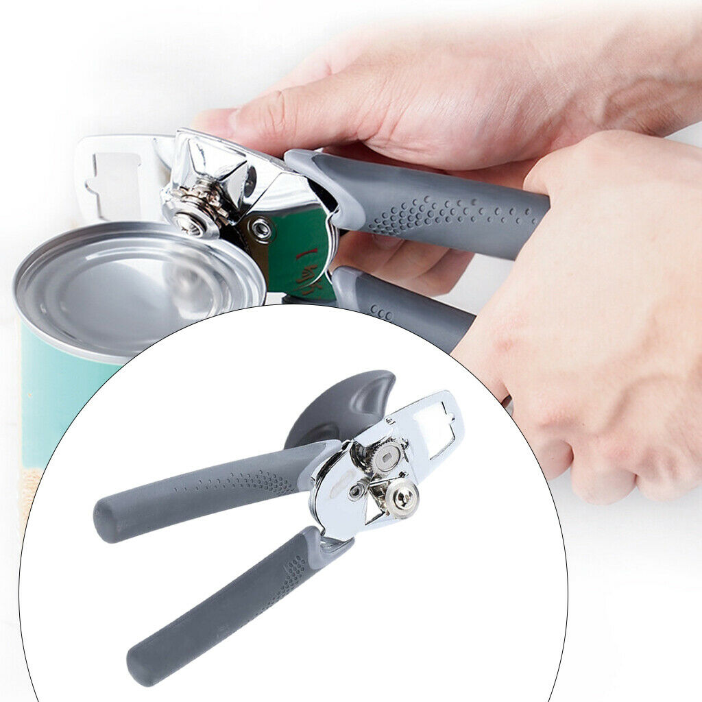 Stainless Manual Can Opener Hand Grip Bottle Opener Smooth Edge Kitchen Tool