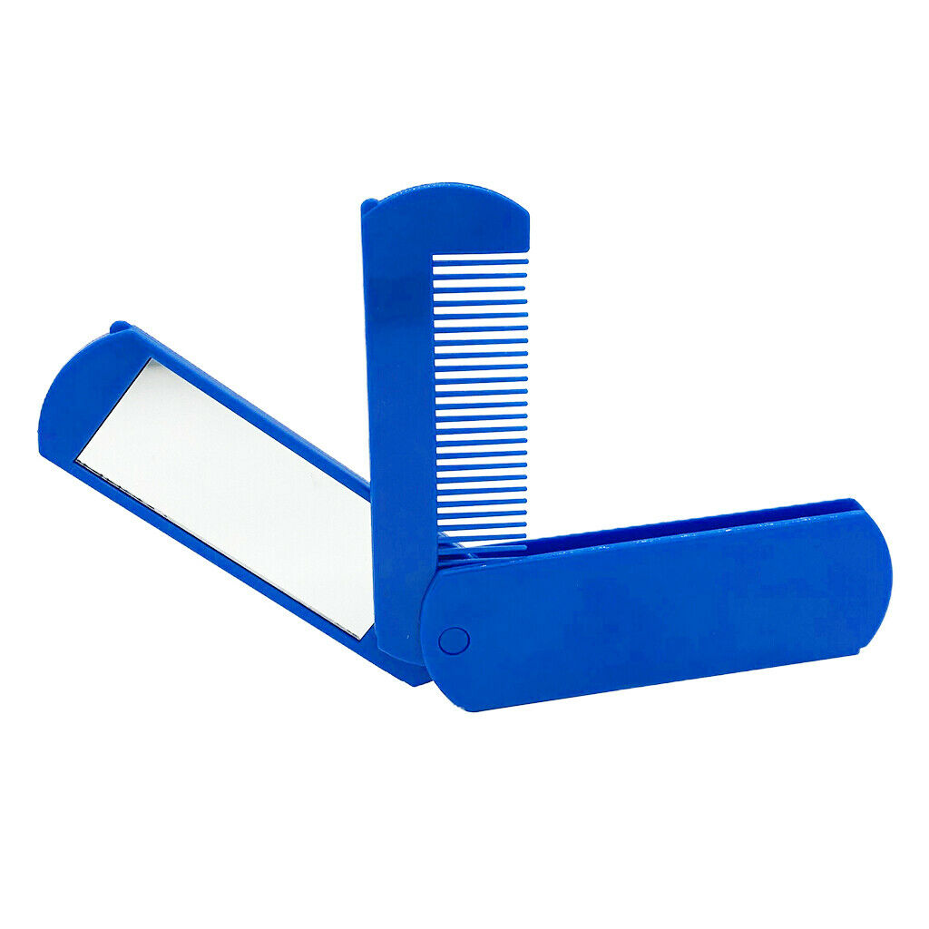 Collapsible Beard Comb Mustache Shaving Tools w/Makeup Mirror for Pockets
