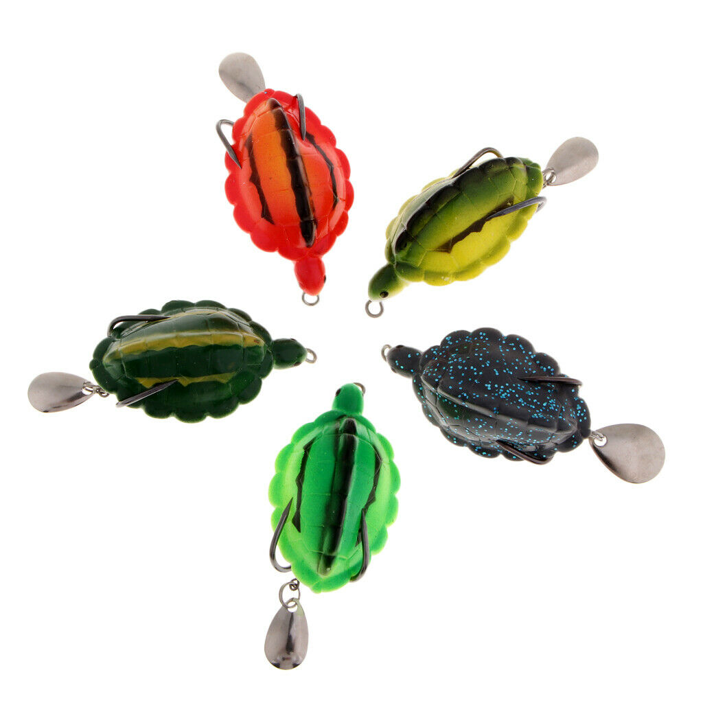 5pcs Soft Silicone Frog Fishing Lure Topwater Hook Baits Crankbaits