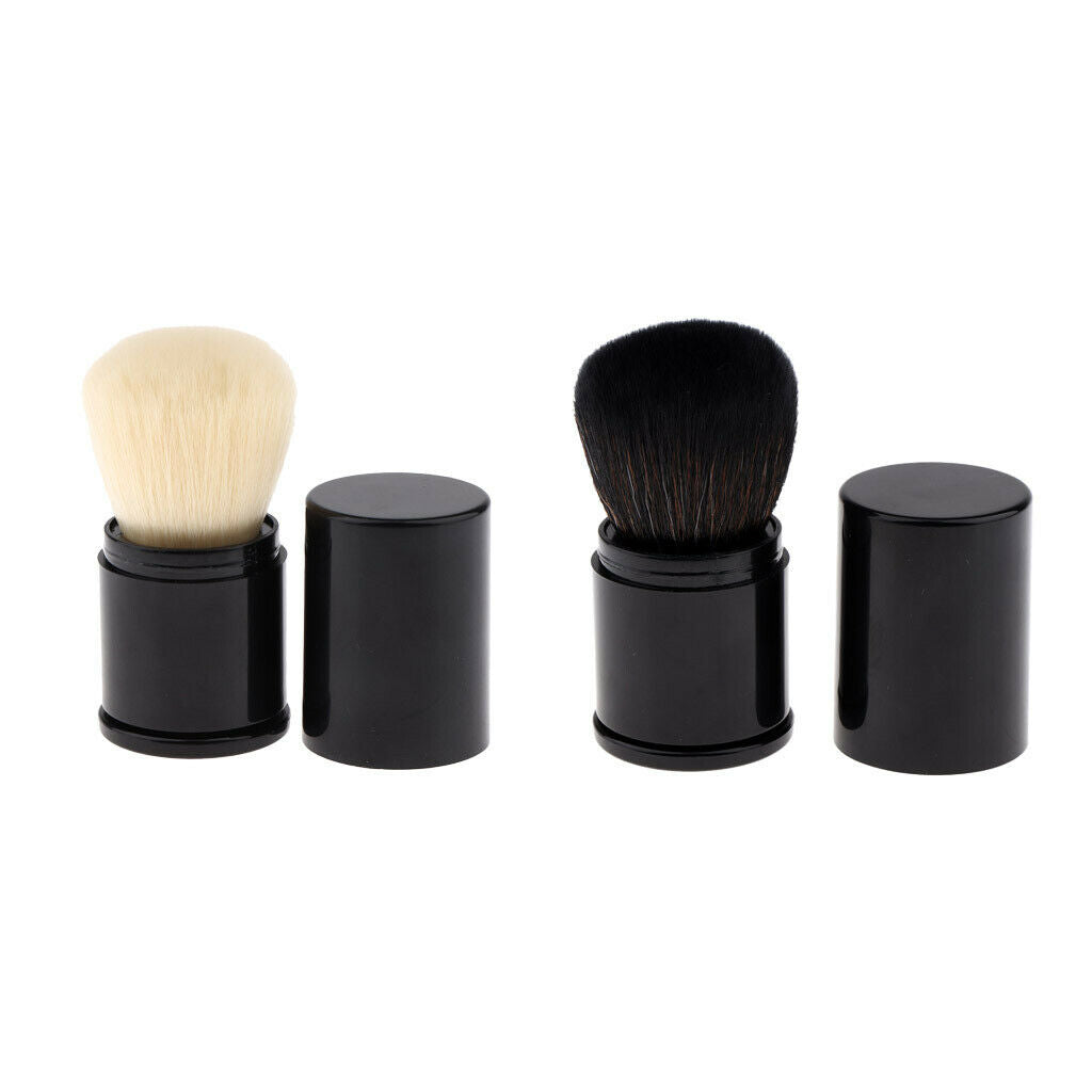 Retractable Kabuki Travel Foundation Brush for Blush, Bronzer & Powder 2pcs