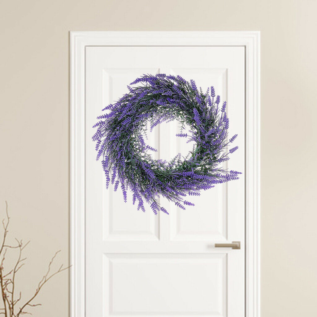 15'' Artificial Lavender Wreath Greenery Garland Front Door Hang Home Decors