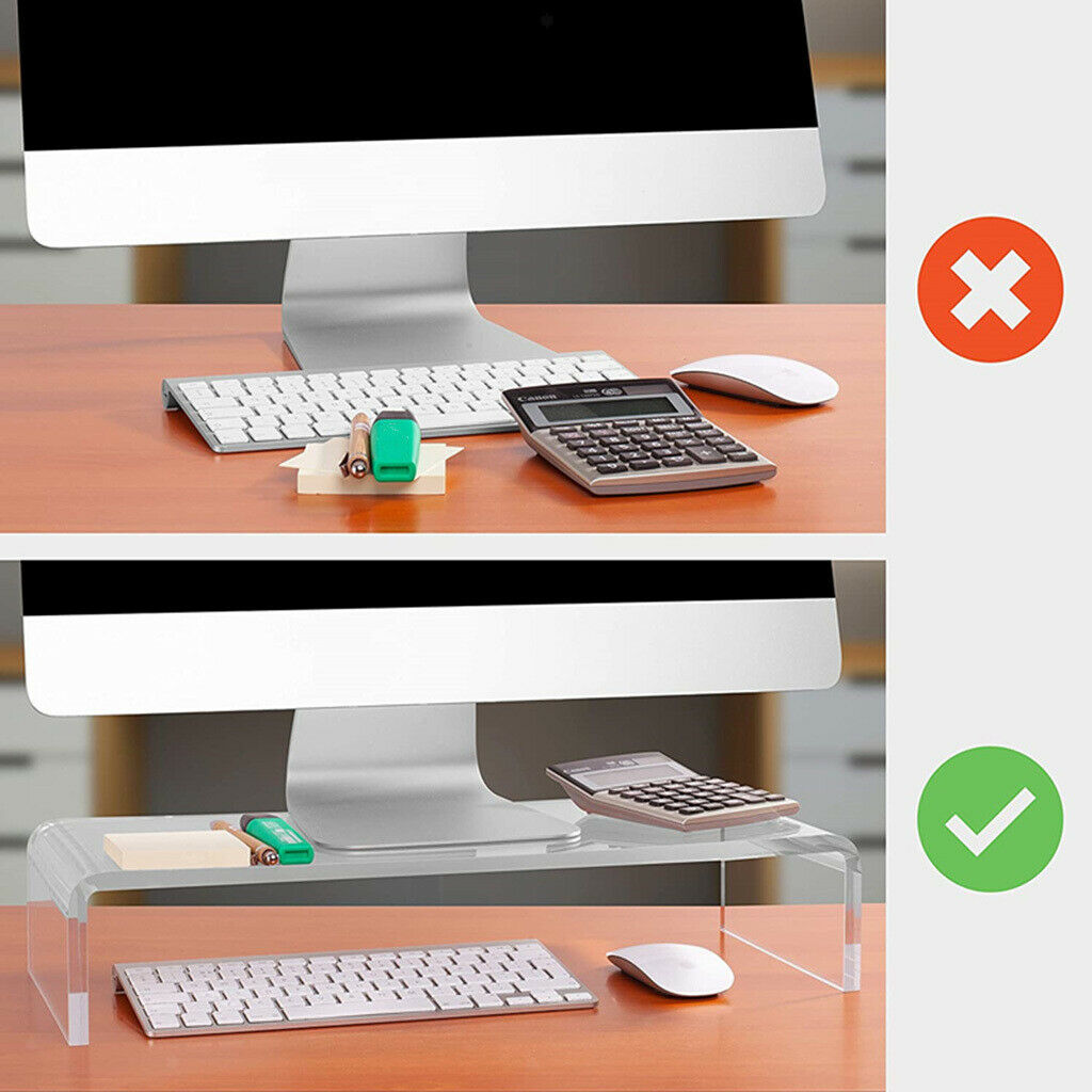 School Clear Acrylic Monitor Stand Desktop Laptop PC Computer Screen Riser
