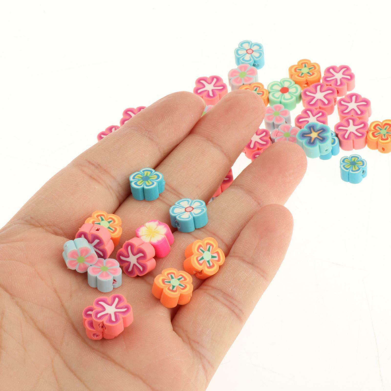 50 Pieces Soft Pottery Beads Charms for Jewelry Making Necklace Plum Bossom