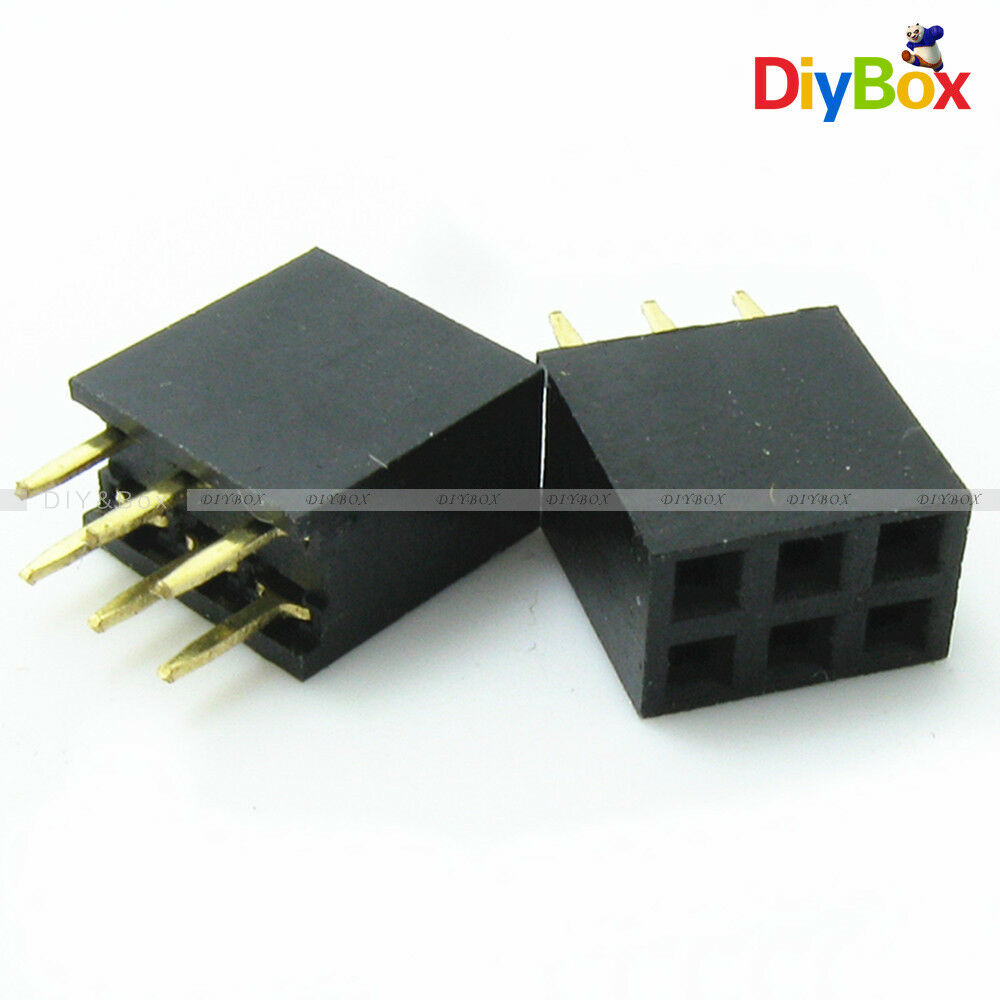 50PCS 6Pin  2.54mm Double Row Female Straight Header Pitch Socket Strip 2x3 Pin