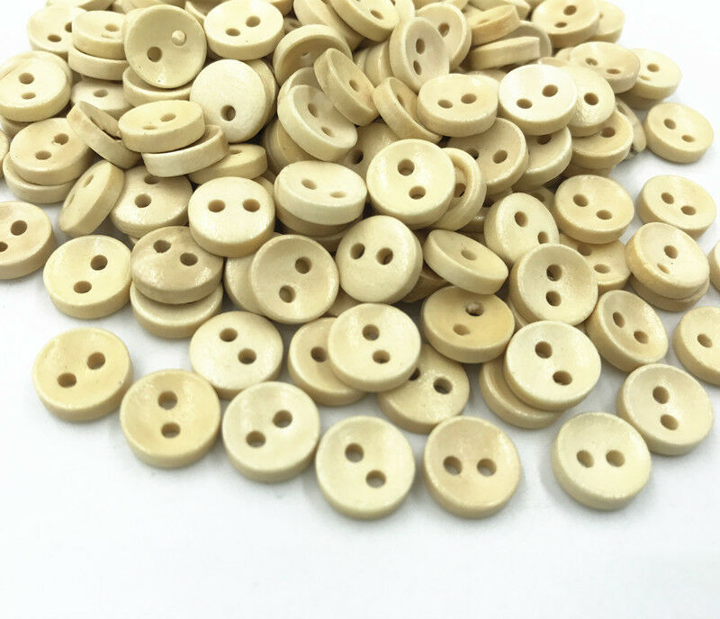 200pcs Wooden buttons beige Round Sewing clothes 2-holes Scrapbooking 10mm