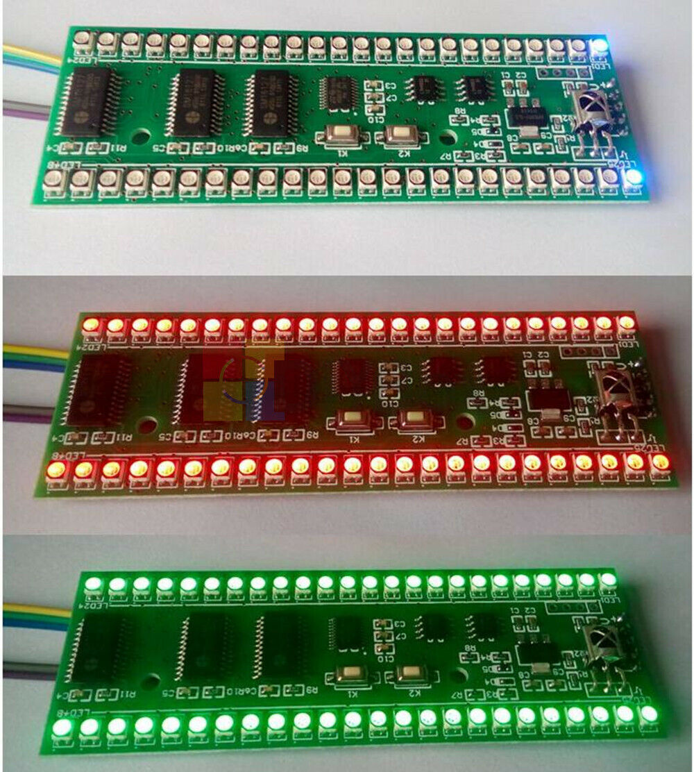 RGB 24 LED MCU Display Pattern Dual Channel Level Indicator Meter For Amplifier