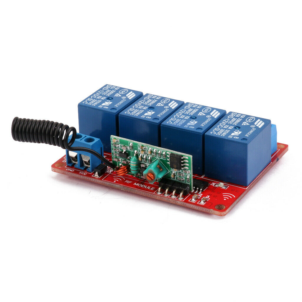 12V Four Channel 433M RF Wireless Relay Self-lock Module With Remote Control