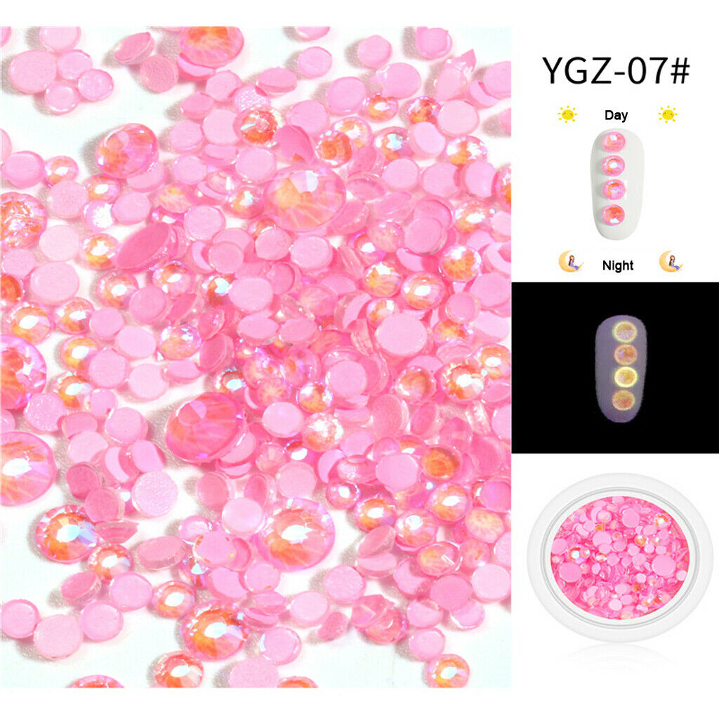 lot Nail Art Rhinestones Glow-in-the-Dark Charms for Body Clothes DIY Pink