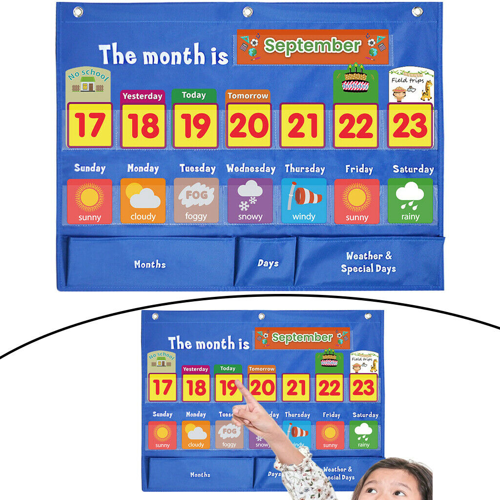 Weekly Weather Pocket Chart Early Education 98 Cards Bedroom Kids Gifts