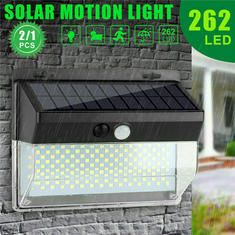262 LED PIR Motion Sensor Solar Power Garden Light Outdoor Yard Lamps Waterproof