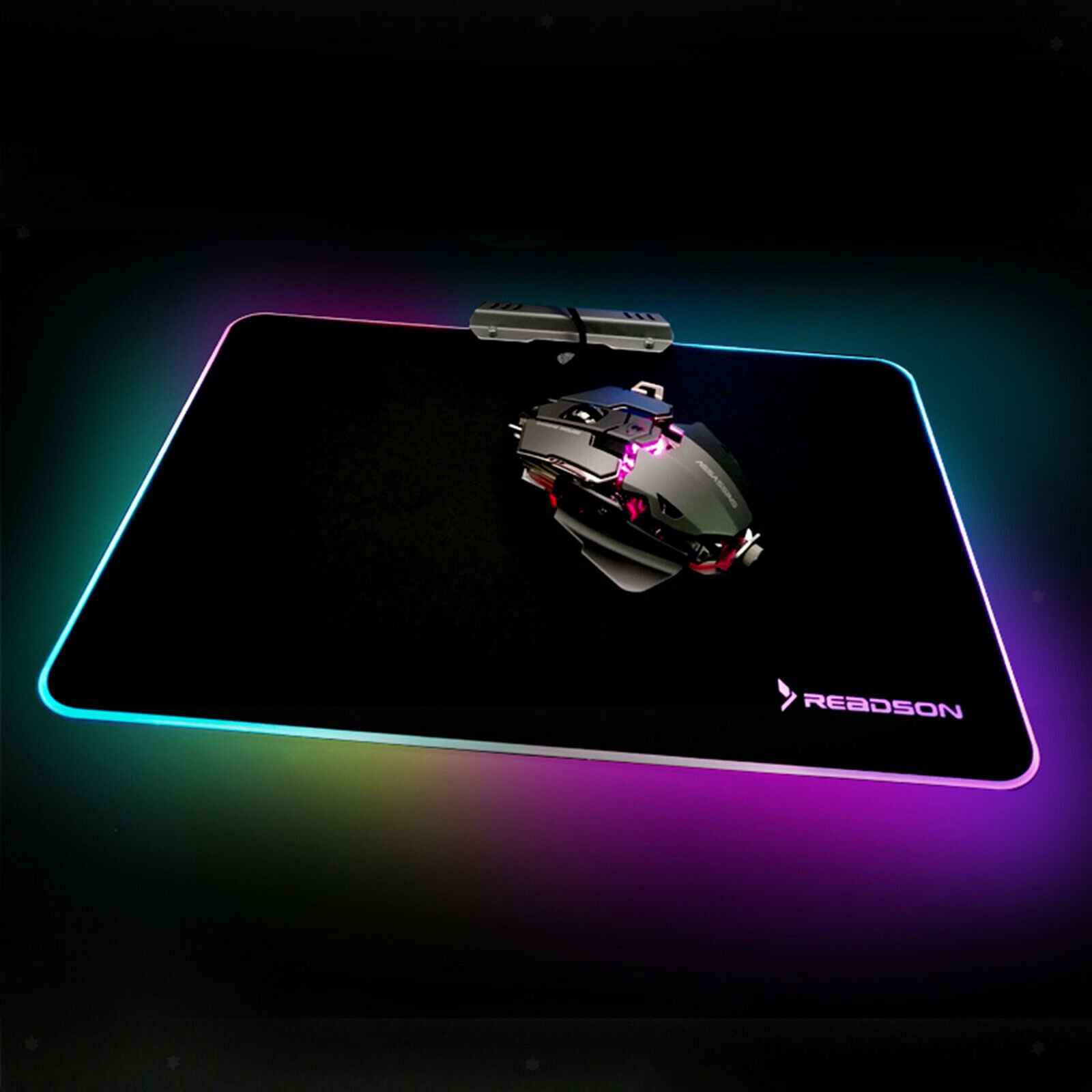 RGB Metal Mouse Pad Rubber Base Mouse Mat with Backlit Waterproof Surface
