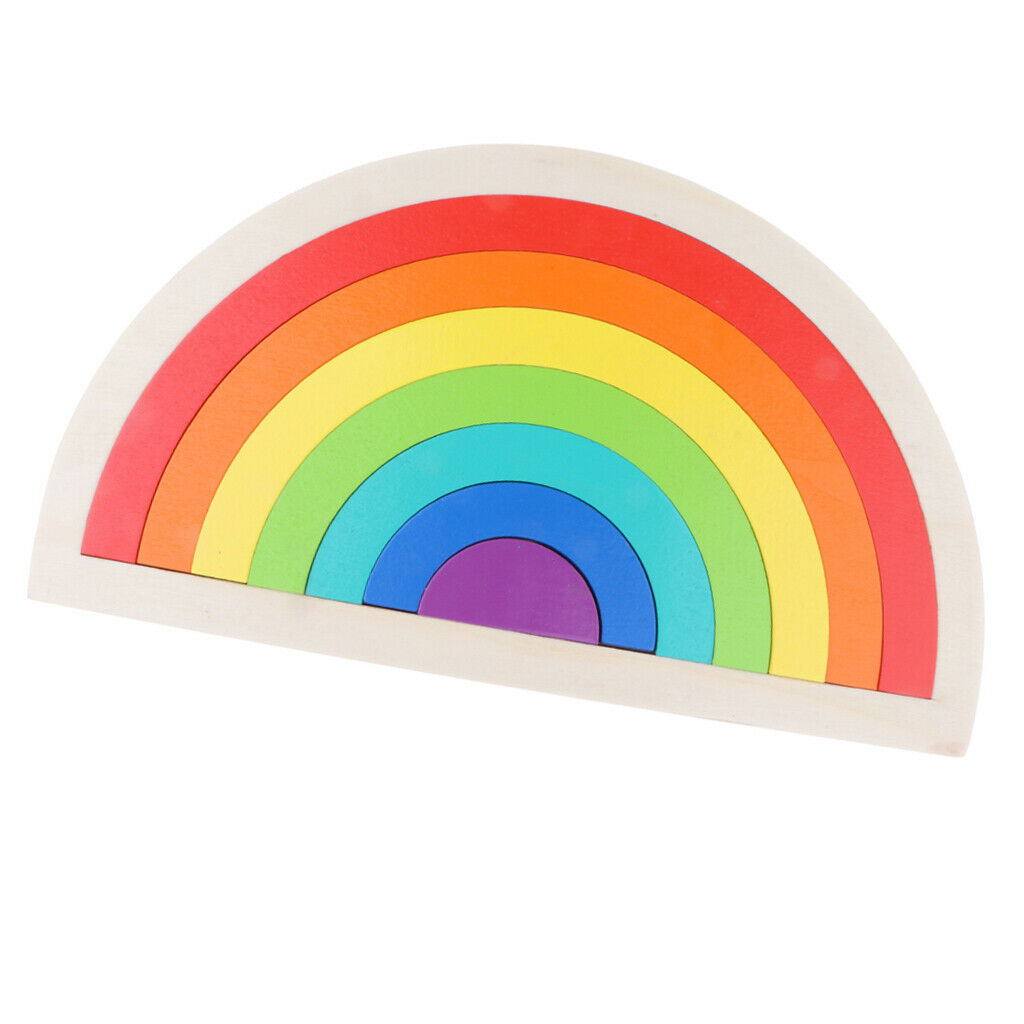 Wooden Rainbow Stacking Game Fun Nesting Educational Toys for Baby Toddler
