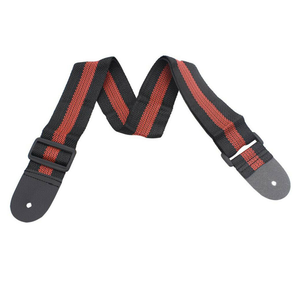 2 Pieces Durable Straps with Red And Blue Leather Belts to Hold The Guitar