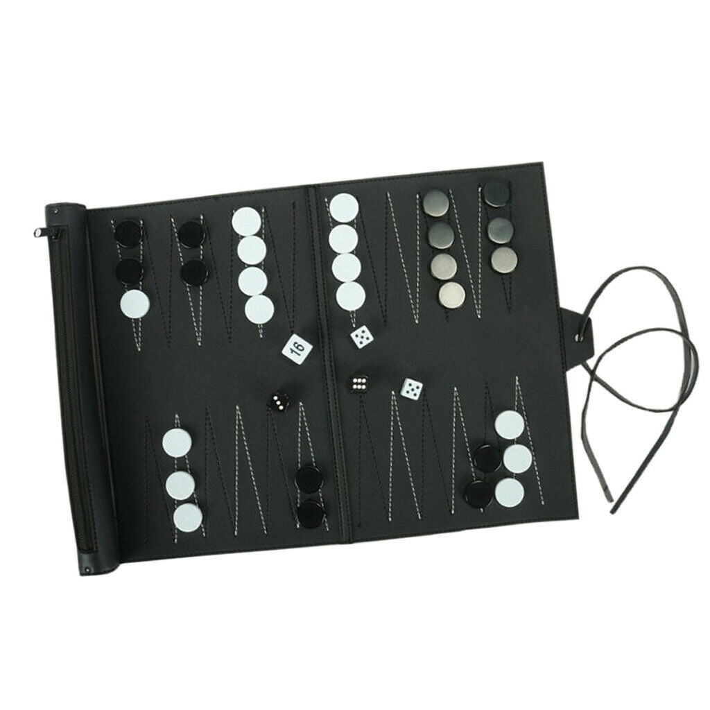 Classic Portable Travel Family Recreational PU Leather Tournament Backgammon