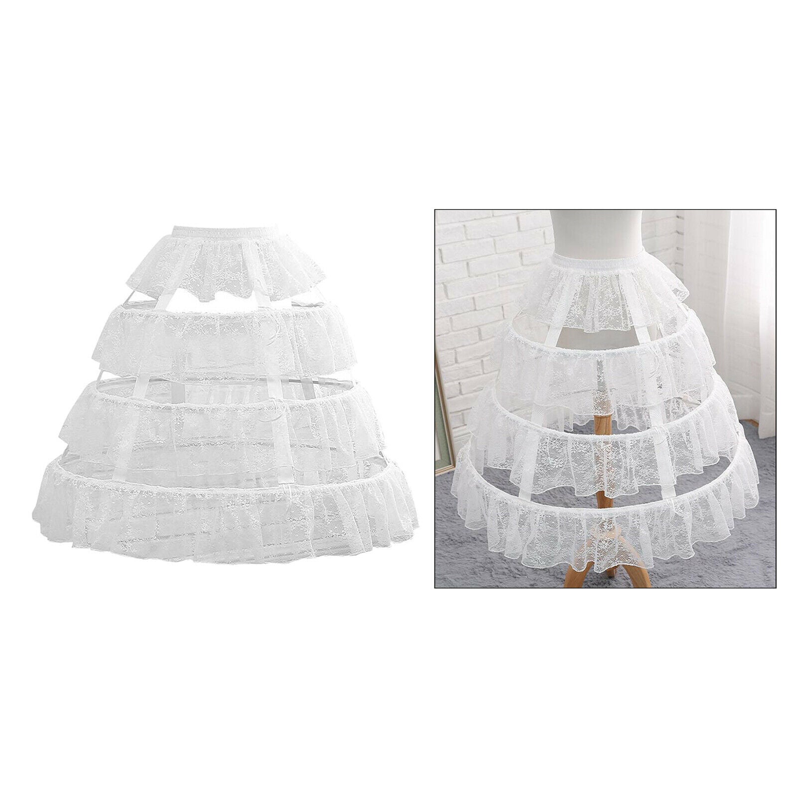 Womens Petticoat Half Slip 3 Hoop Crinoline Petticoat Skirt Bustle Skirt Pannier