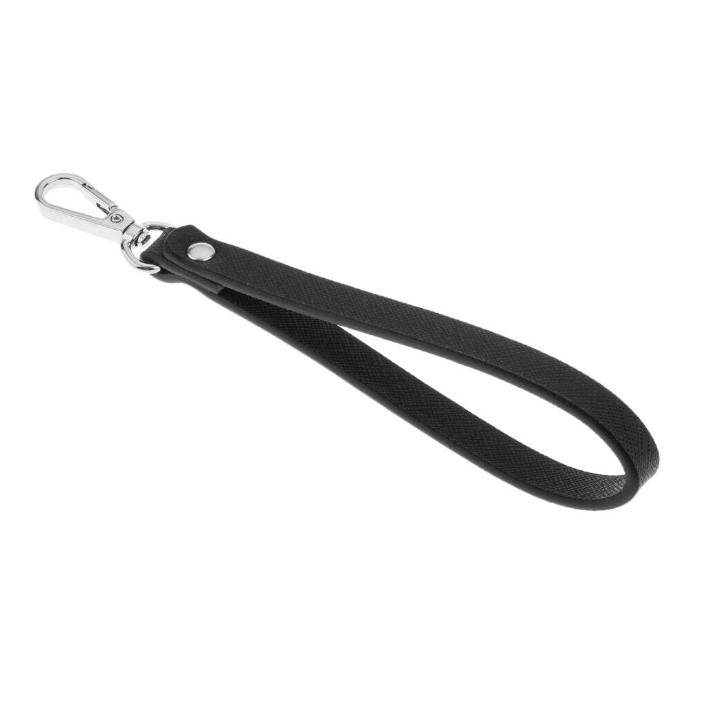 2pcs Black Leather Keychain Vachetta Wrist Strap for Wristlet Purse Key NEW