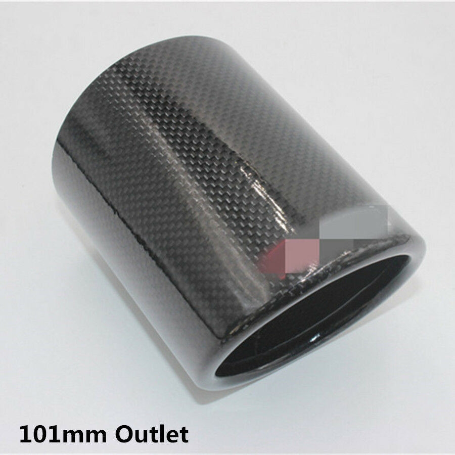 Glossy 101mm Outlet Carbon Fiber Car SUV Exhaust Pipe Cover Muffler Pipe End Tip